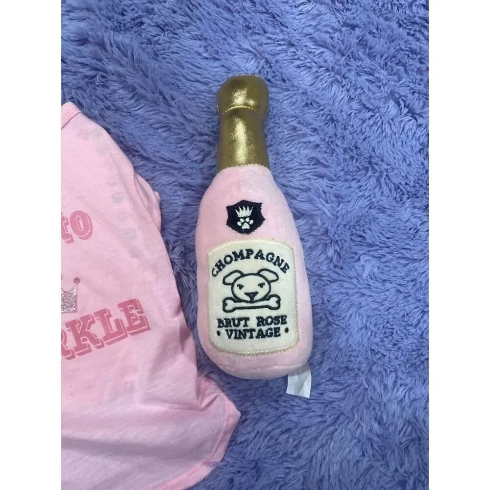 Medium Dog Birthday Shirt ,‎ Crown and Chompagne Toy